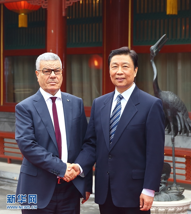 4月6日，國(guó)家副主席李源潮在北京會(huì)見(jiàn)由總書(shū)記薩伊達(dá)尼率領(lǐng)的阿爾及利亞民族解放陣線黨代表團(tuán)。 新華社記者 丁海濤 攝