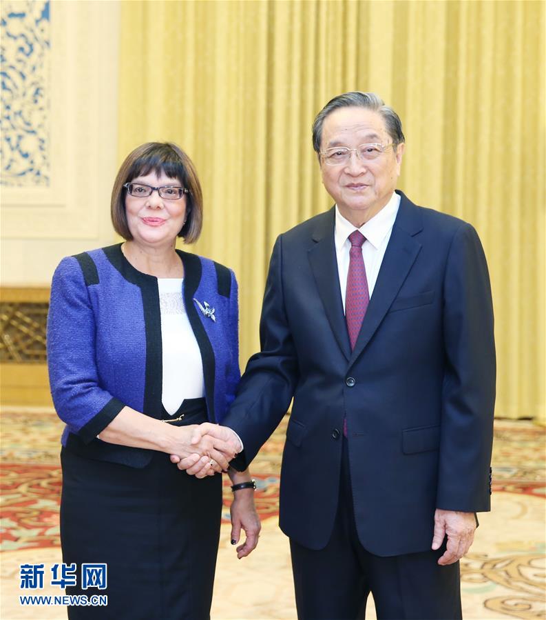 11月27日，全國(guó)政協(xié)主席俞正聲在北京會(huì)見(jiàn)塞爾維亞國(guó)民議會(huì)議長(zhǎng)戈伊科維奇。新華社記者 姚大偉 攝