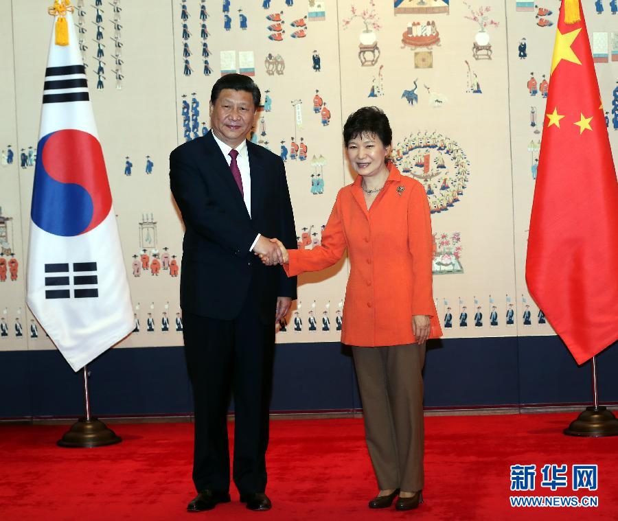 7月3日，國(guó)家主席習(xí)近平在首爾同韓國(guó)總統(tǒng)樸槿惠舉行會(huì)談。新華社記者 蘭紅光 攝