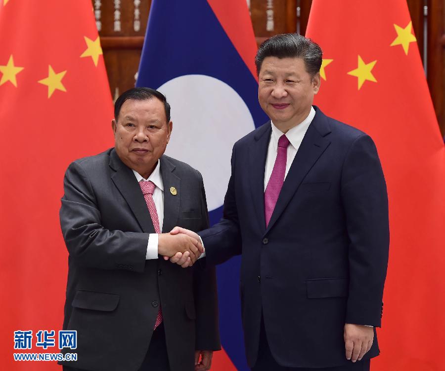 9月2日，國家主席習(xí)近平在杭州會見老撾國家主席本揚(yáng)。新華社記者張鐸攝
