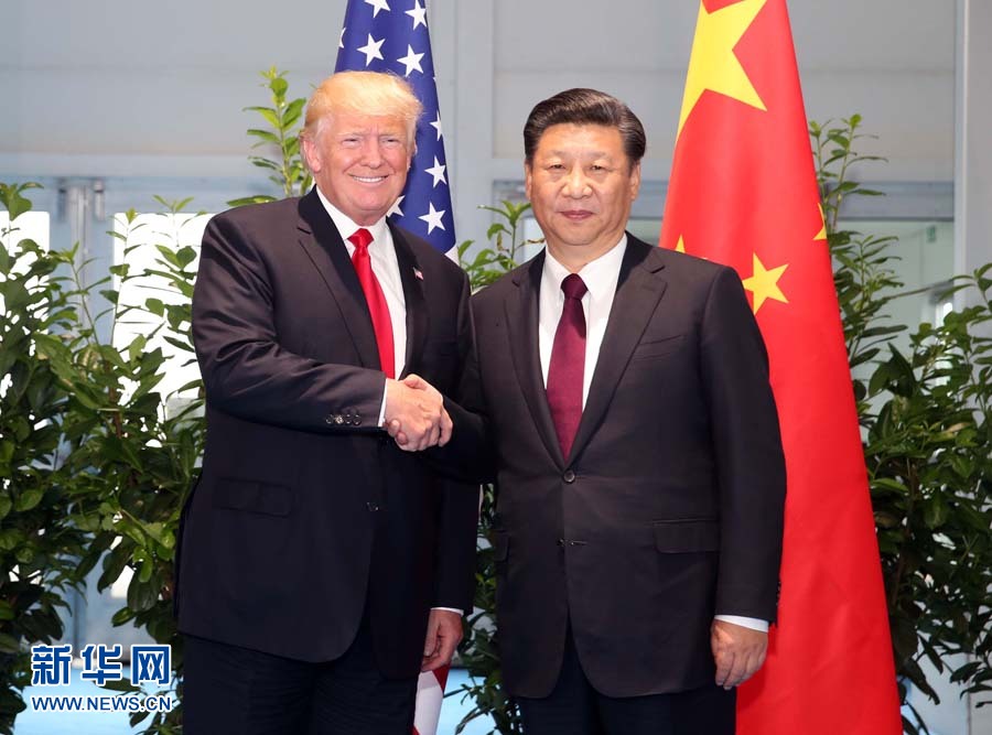 7月8日，國家主席習(xí)近平在二十國集團領(lǐng)導(dǎo)人漢堡峰會閉幕后會見美國總統(tǒng)特朗普，就中美關(guān)系及共同關(guān)心的重大國際和地區(qū)問題深入交換意見。新華社記者 姚大偉 攝