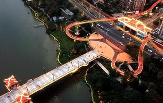 空中鳥瞰福建漳州&ldquo;飄帶&rdquo;天橋